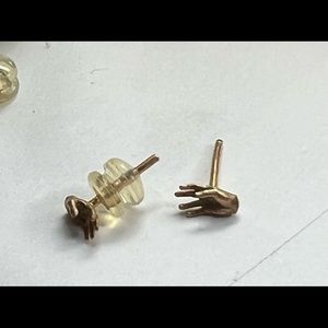 Dainty 14k yellow gold Handcrafted Earrings shaped like hands